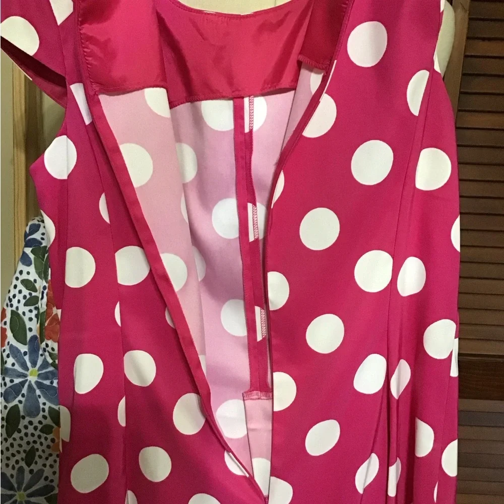 Woman’s size 14 AGB dress, crop sleeves, zipper down back, pink and white